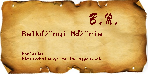 Balkányi Mária névjegykártya