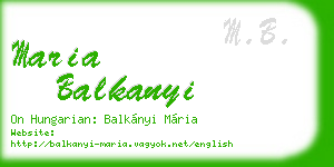 maria balkanyi business card